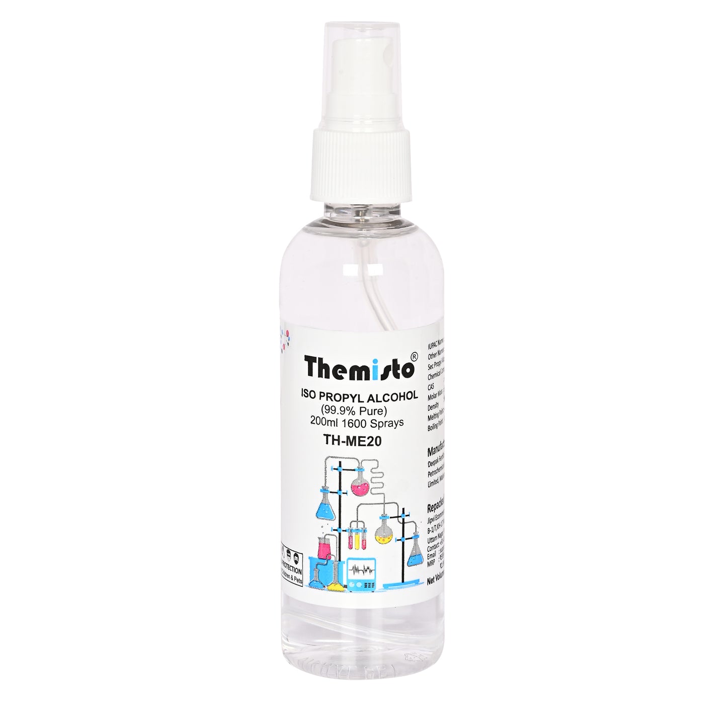 Themisto IPA ISO PROPYL RUBBING ALCOHOL Spray 200ml (99.9% Pure) (TH-ME20)