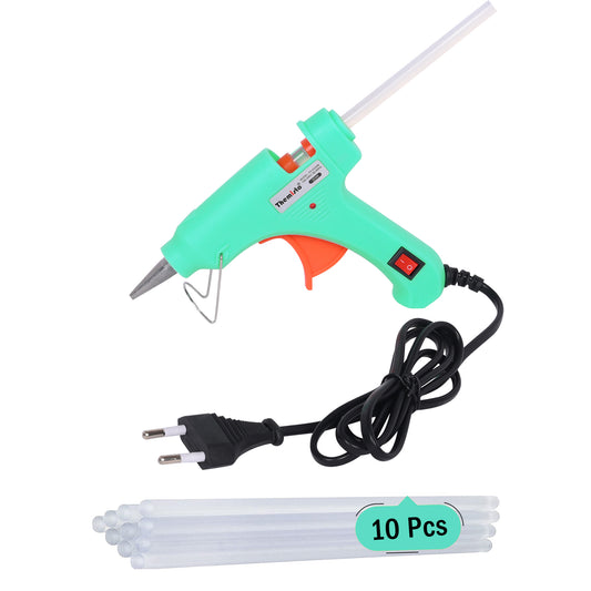 Themisto TH-GG20B 20 Watt Mini Hot Melt Glue Gun with 10 Glue Sticks for DIY Art and Craftsโฆ