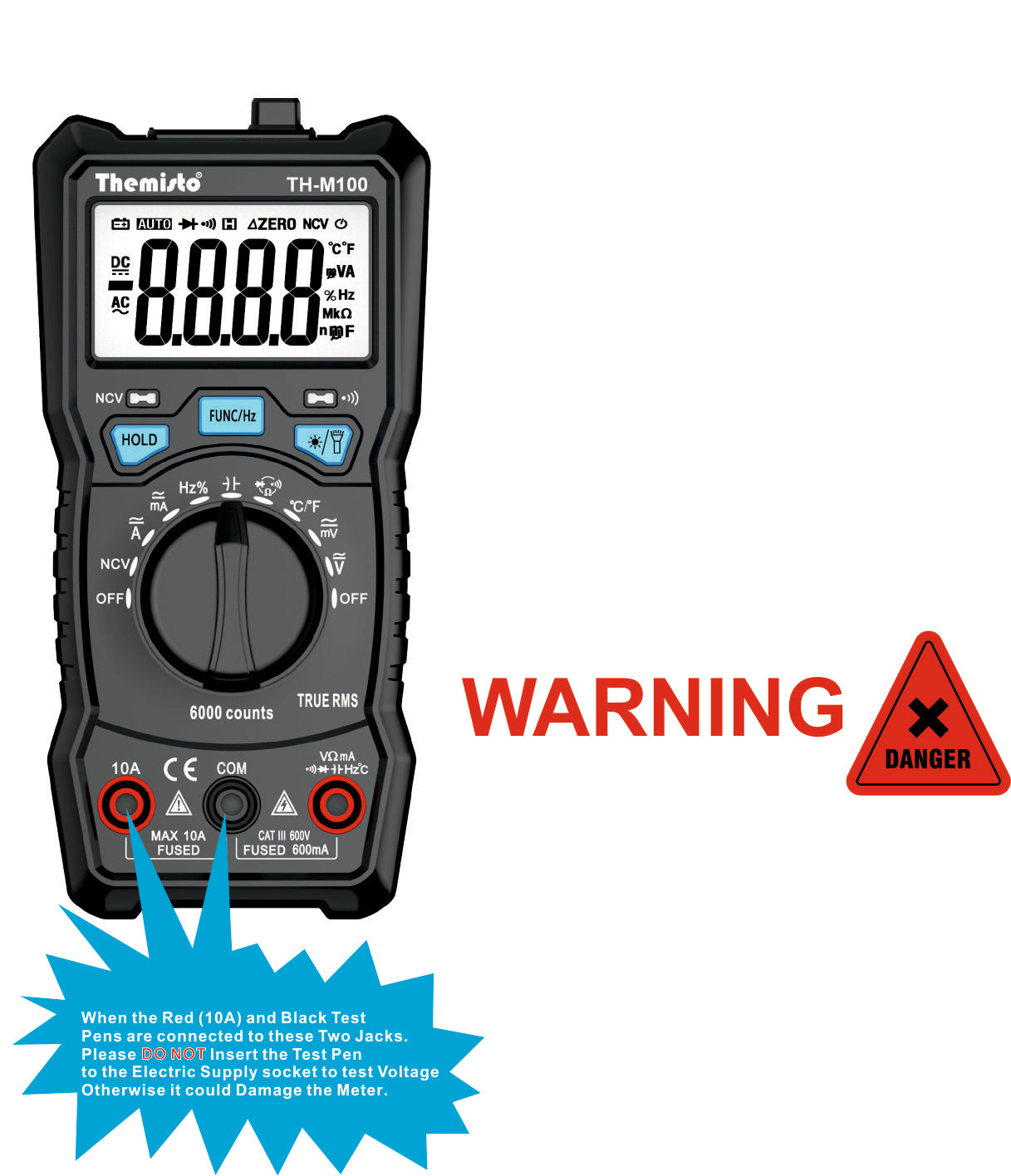 Themisto TH-M100 Auto Range Digital Multimeter (Black 6000 Counts)