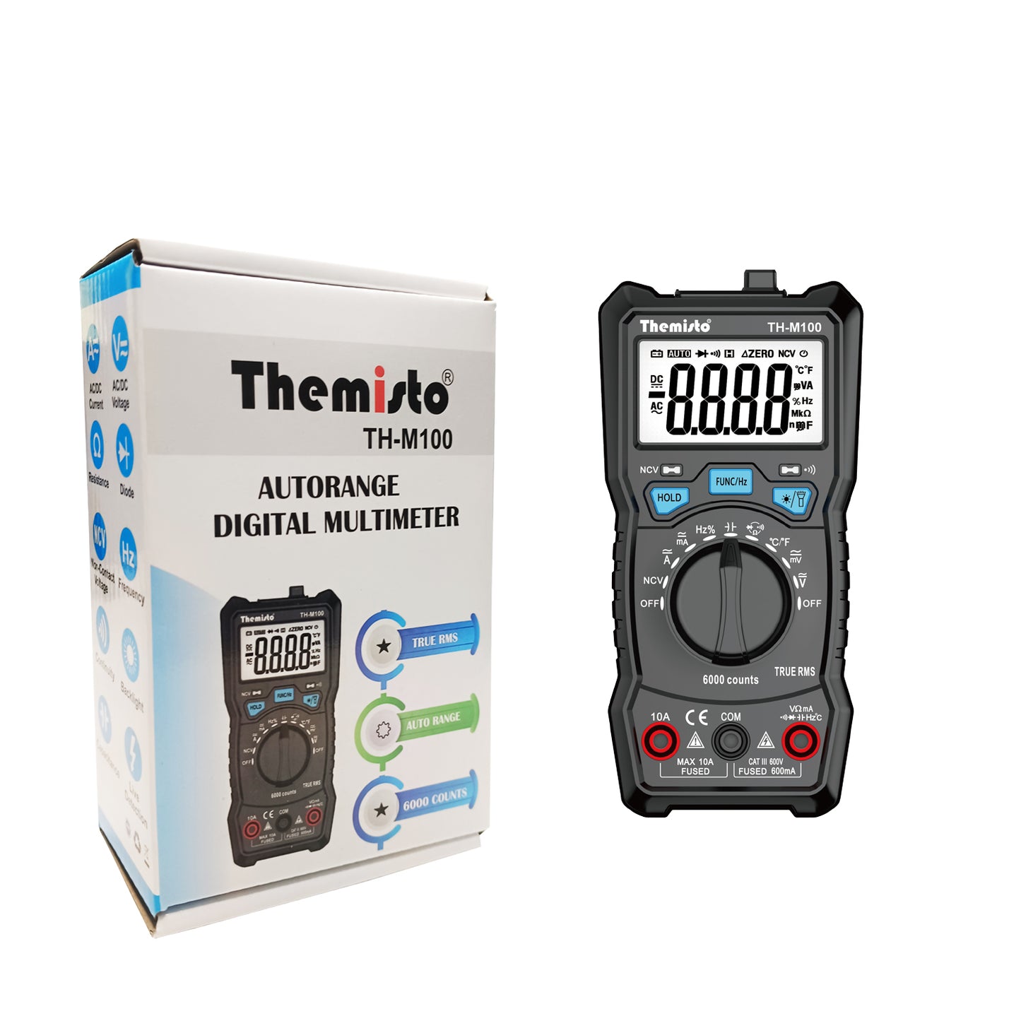 Themisto TH-M100 Auto Range Digital Multimeter (Black 6000 Counts)