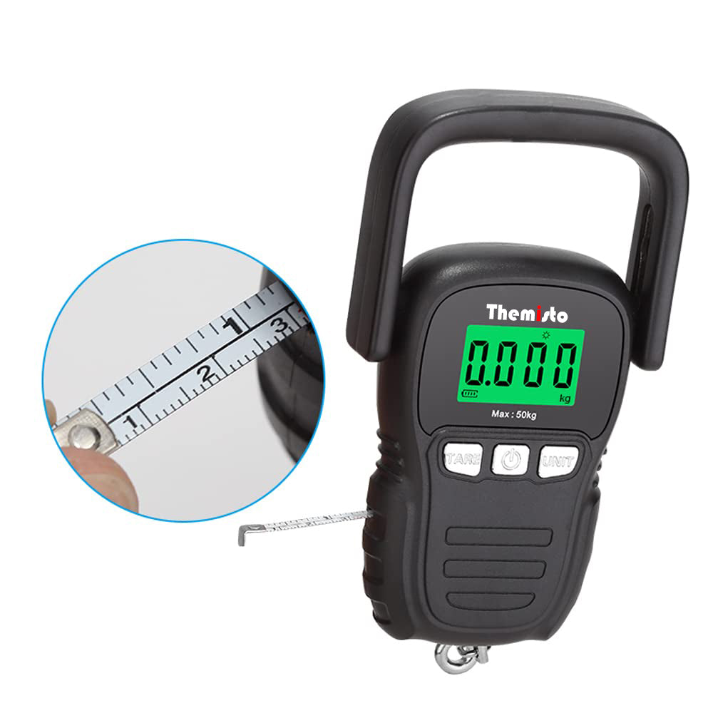Themisto TH-WS12 Digital Hanging Travel Luggage Scale with Strap, 50kg Capacity