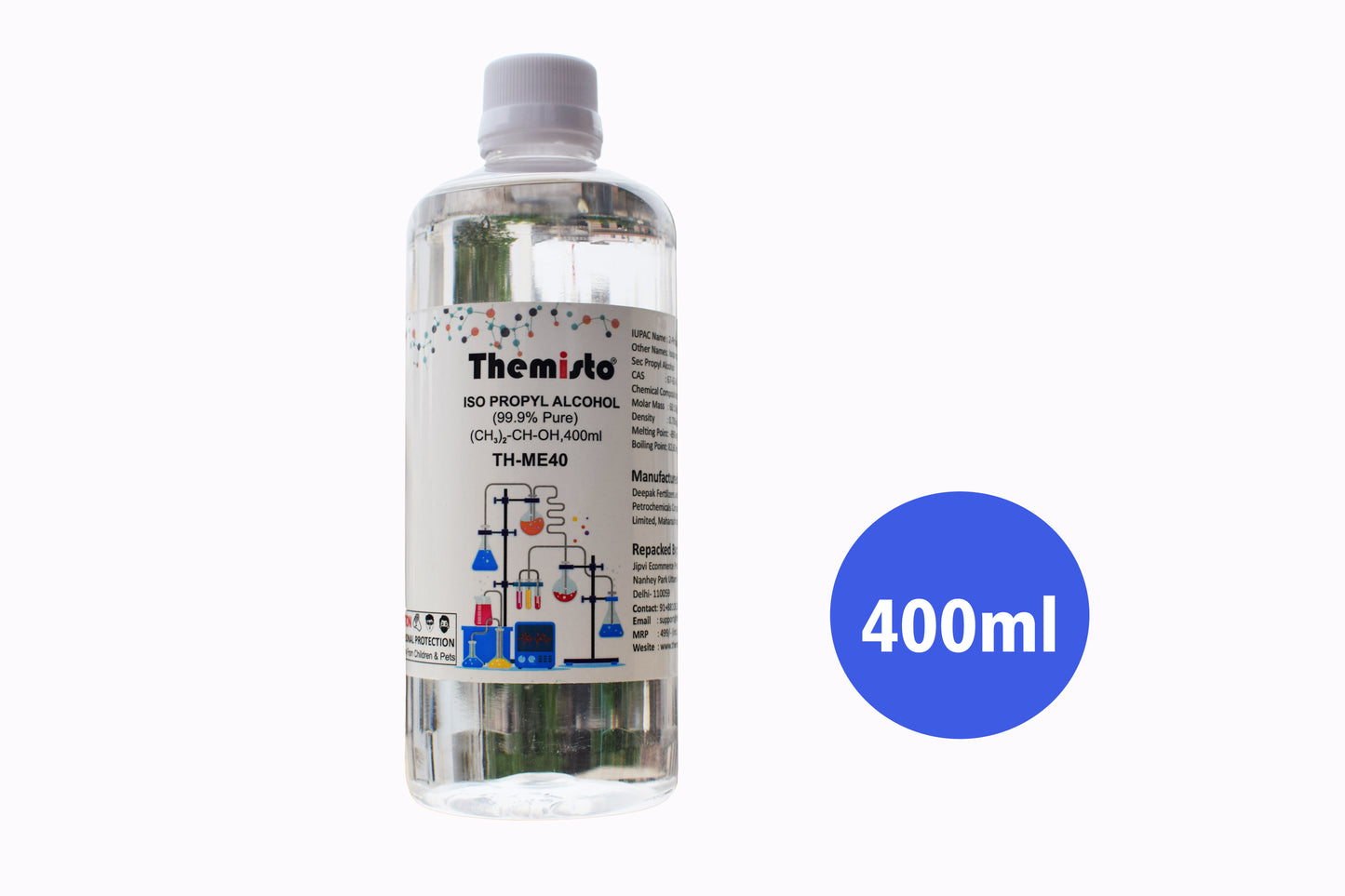 Themisto IPA ISO PROPYL ALCOHOL (99.9% Pure) (CH3)2-CH-OH (400ml)