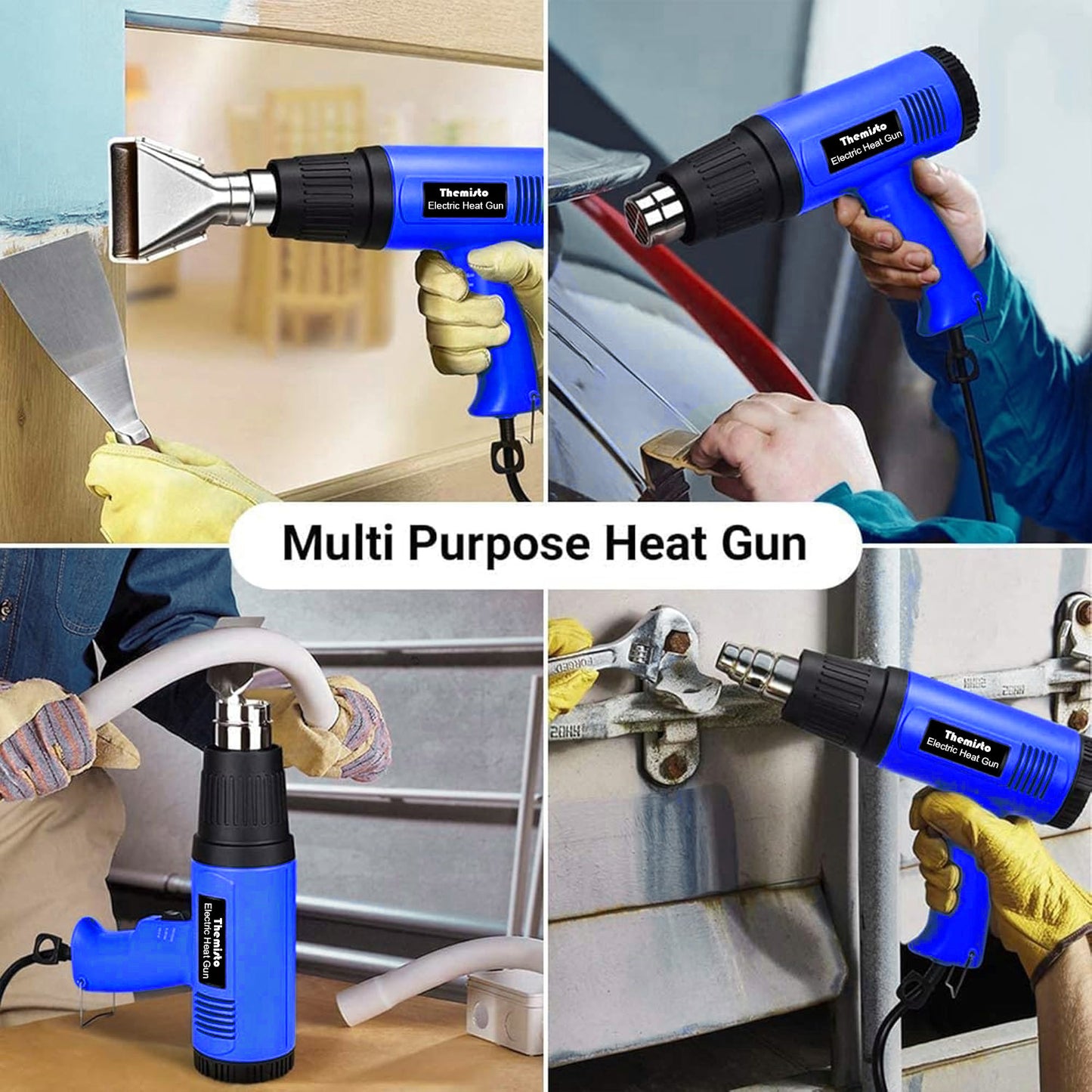 Themisto TH-HG100 1800W High Speed Heat Gun Machine | Dual Temperature 350°C to 550°C | Copper Motor | Extra Long Nozzle for Safety | Hot Air Gun