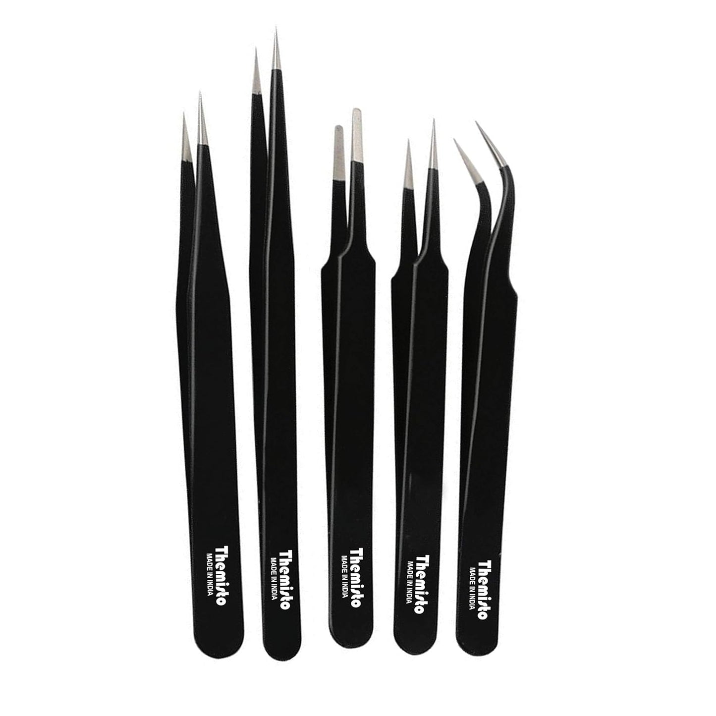 Themisto 5 in 1 Stainless Steel Tweezer Set (Powder Coated)