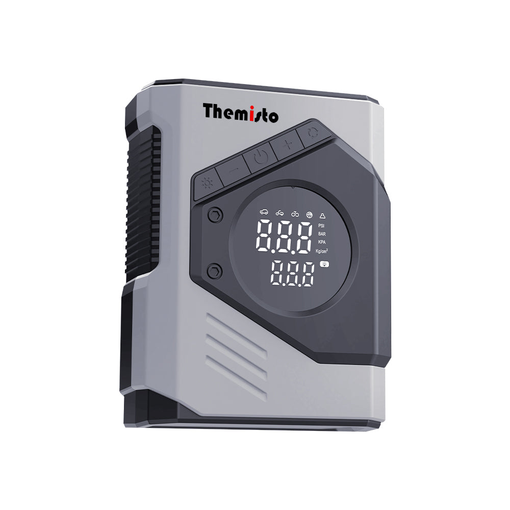Themisto TH-TY03 Corded Tyre Inflator 12V DC - 150 PSI with Digital Tyre Pressure Gauge & LED Light I Portable Air Compressor I Car, Motorcycle, Bicycles & Other Inflatables
