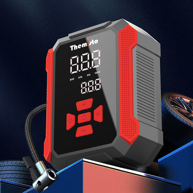 Themisto TH-TY01 Corded Tyre Inflator 12V DC - 150 PSI with Digital Tyre Pressure Gauge & LED Light I Portable Air Compressor I Car, Motorcycle, Bicycles & Other Inflatables