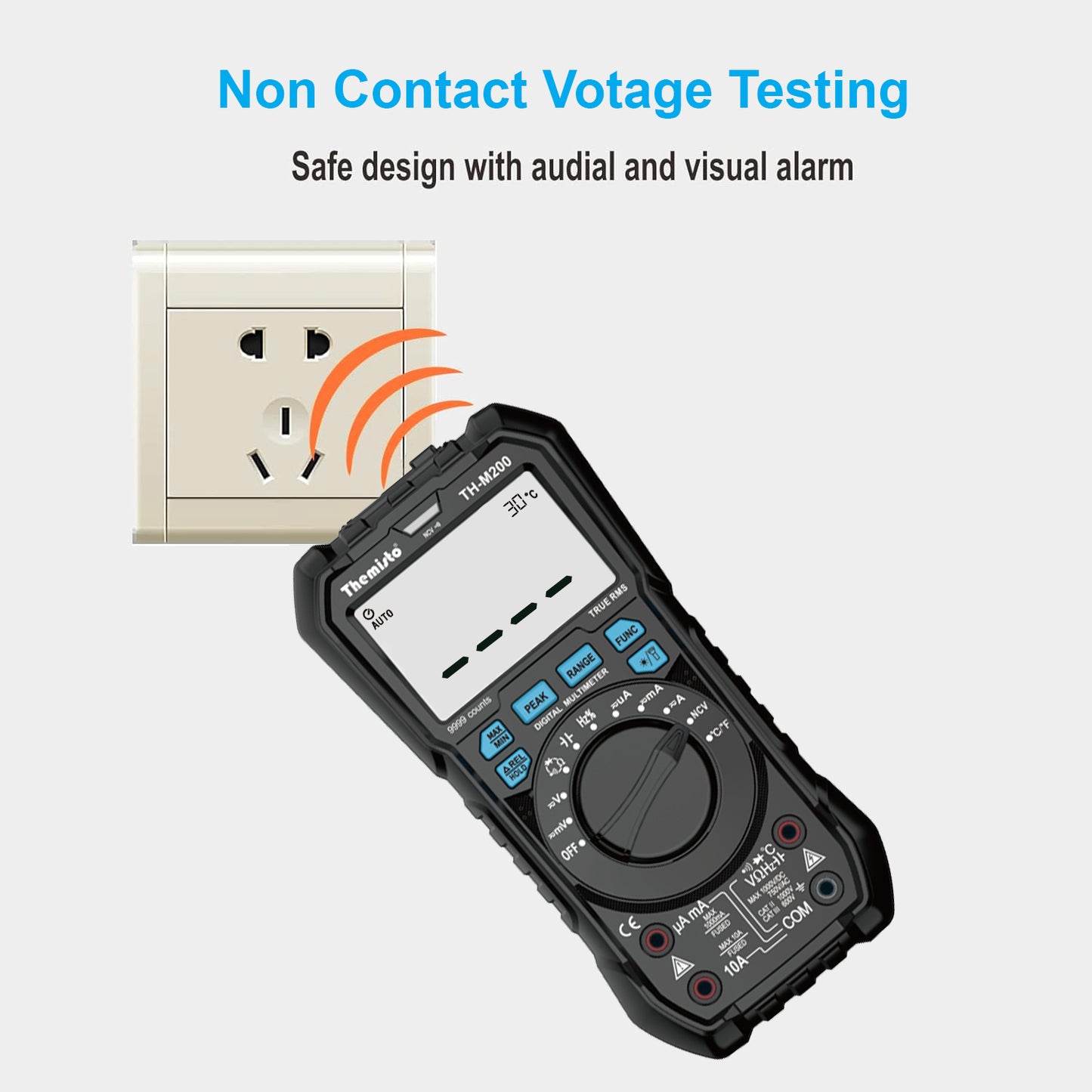 Themisto TH-M200 AC/DC Current, Autorange with Smart Input light Indication Digital Multimeter (Black 10000 counts)