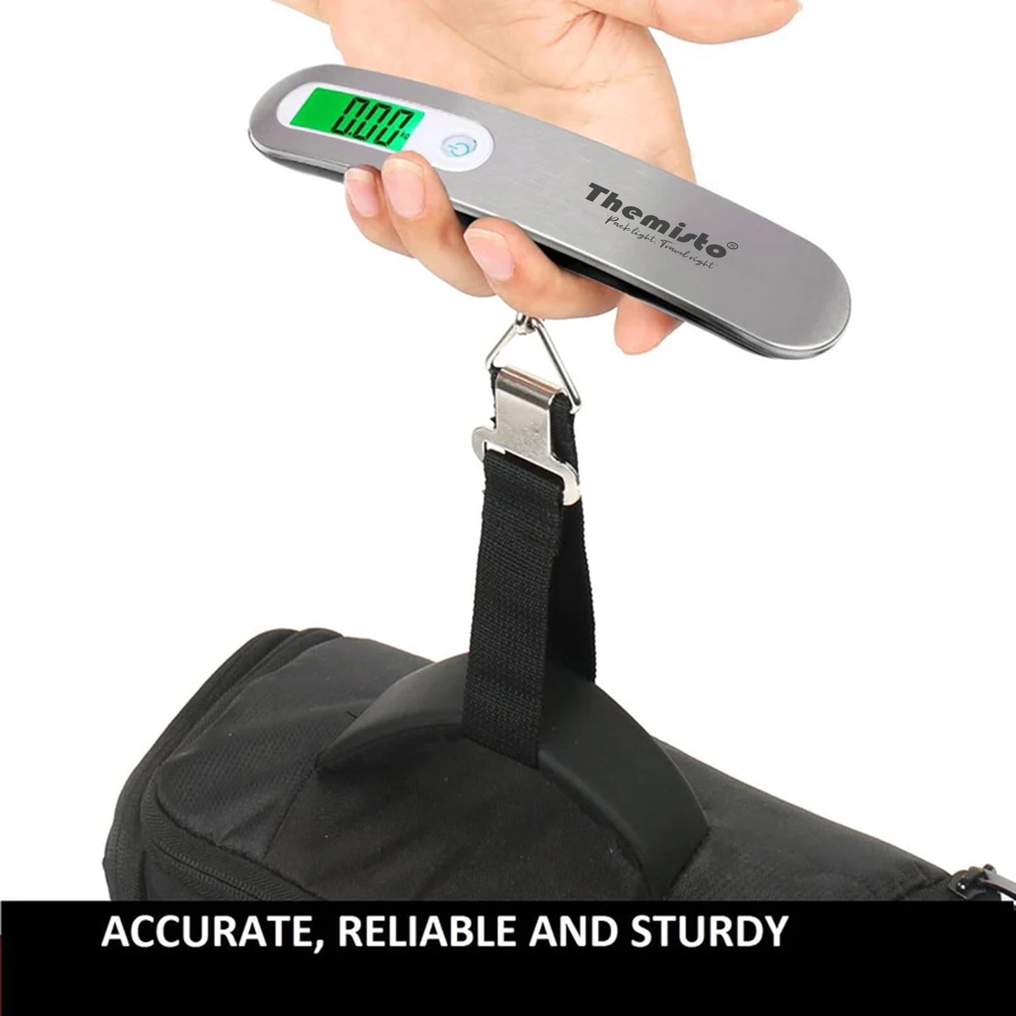Themisto TH-WS09 Digital Luggage Scale with Tare and Hold Function, Max. Weight = 50kg, Silver