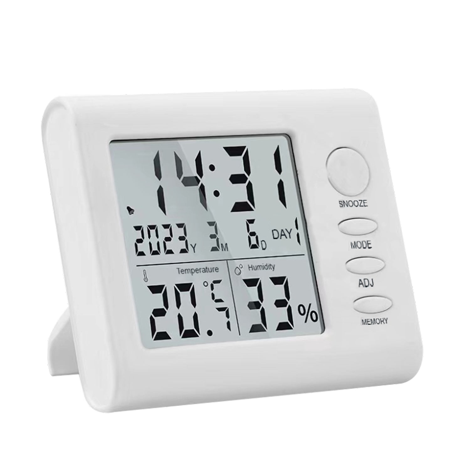 Themisto TH-HTC6 Digital Hygrometer Thermometer Humidity Meter With Clock LCD Display
