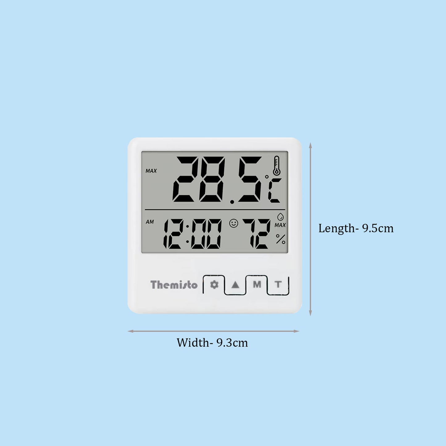 Themisto TH-HTC4 Digital Hygrometer Thermometer Humidity Meter With Clock LCD Display