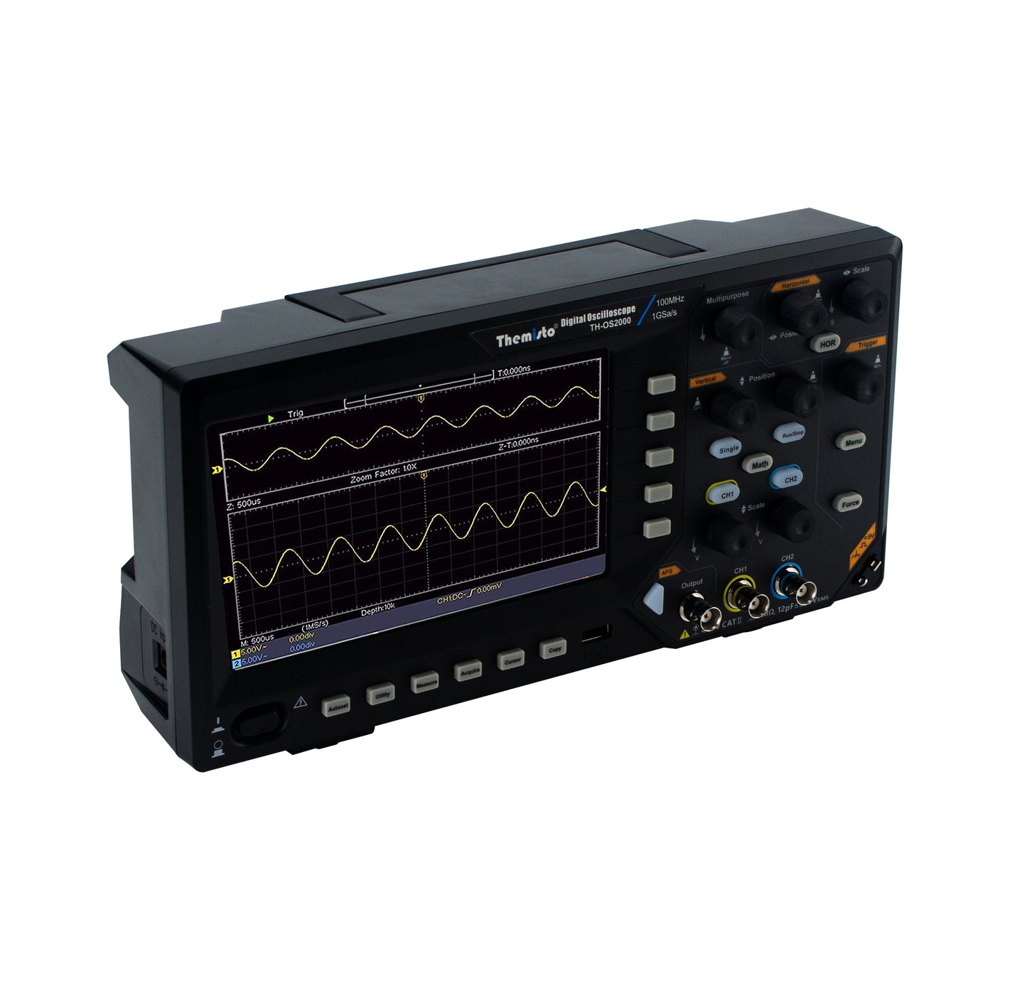 Themisto TH-OS2000 2-Channel Digital Oscilloscope 100MHz Bandwidth 1GSa/s Sampling Rate with Function Generator