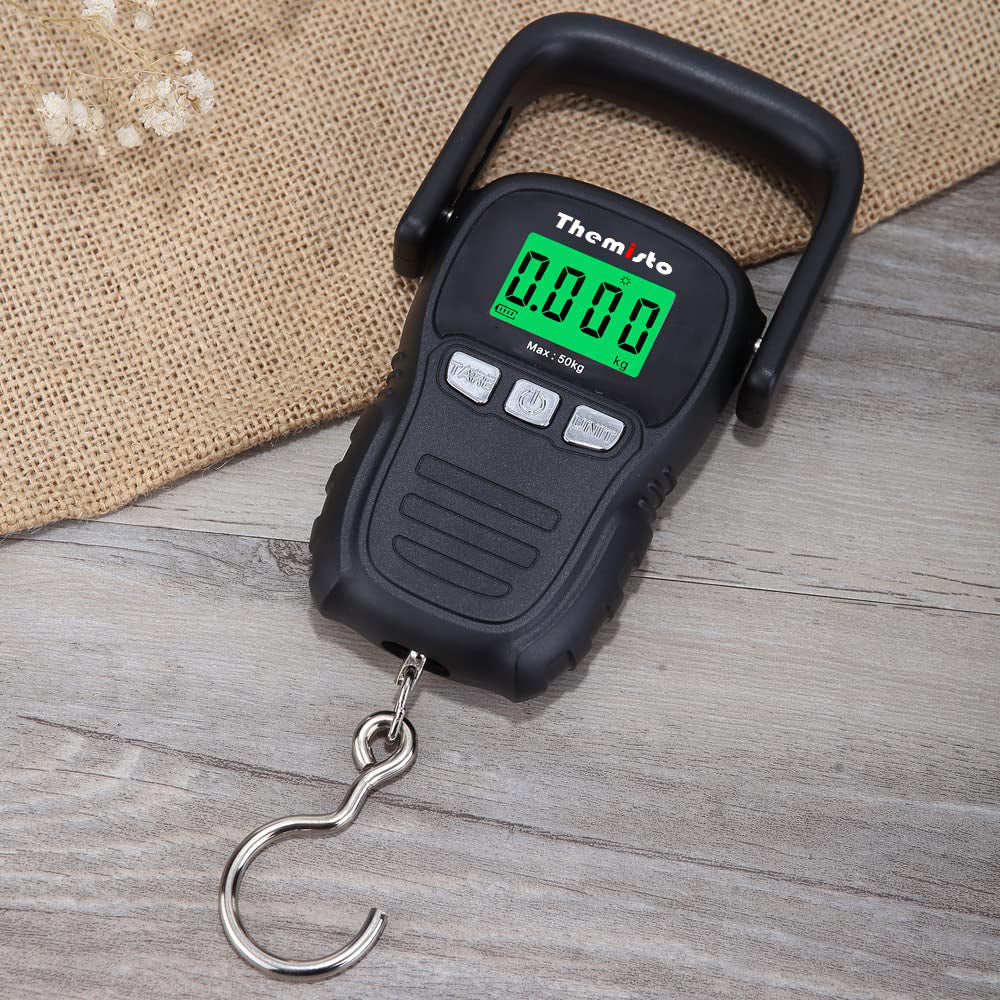 Themisto TH-WS12 Digital Hanging Travel Luggage Scale with Strap, 50kg Capacity