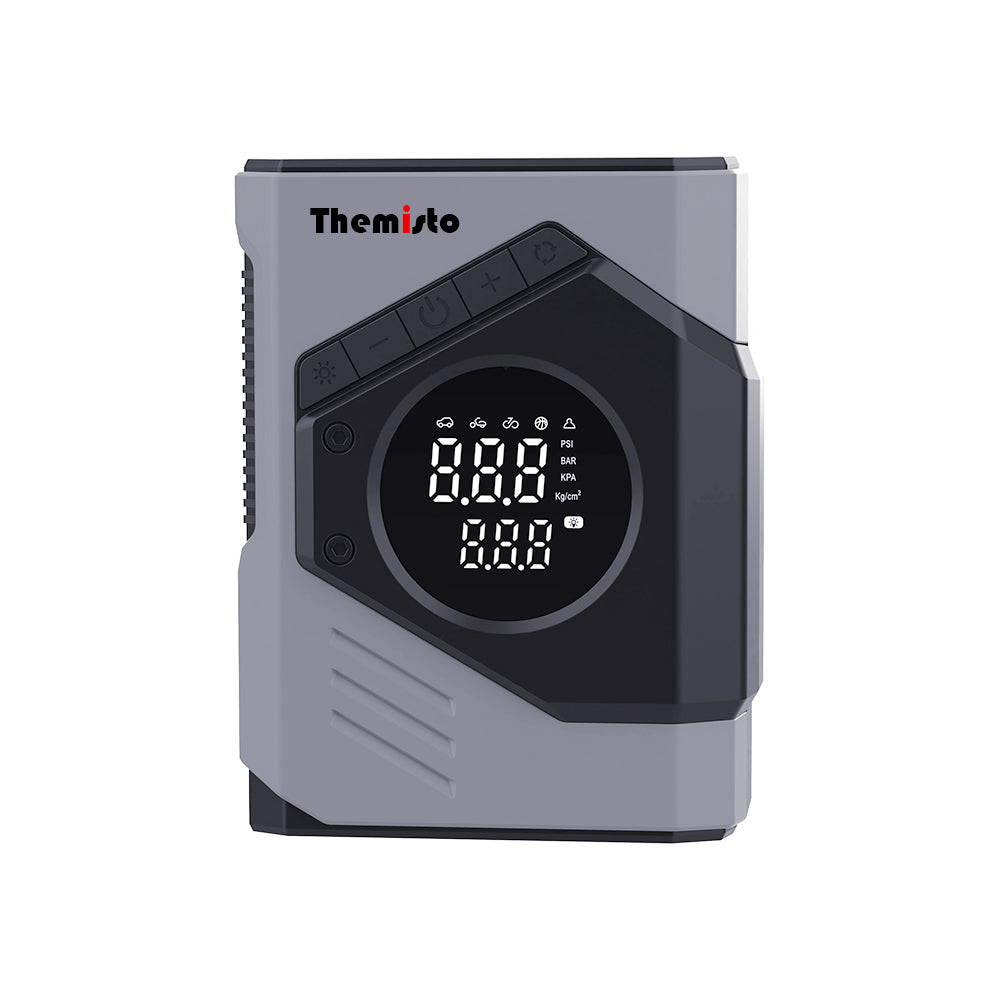 Themisto TH-TY03 Corded Tyre Inflator 12V DC - 150 PSI with Digital Tyre Pressure Gauge & LED Light I Portable Air Compressor I Car, Motorcycle, Bicycles & Other Inflatables