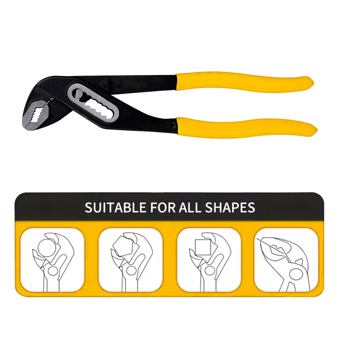 Themisto TH-T27 10 Inch Water Pump Plier | CRV Steel | Strong Grip Jaws | Sturdy Drop Forged Build with Epoxy Coated Sleeve | Heavy Duty Tool for Plumbing and Automotive | Black & Yellow