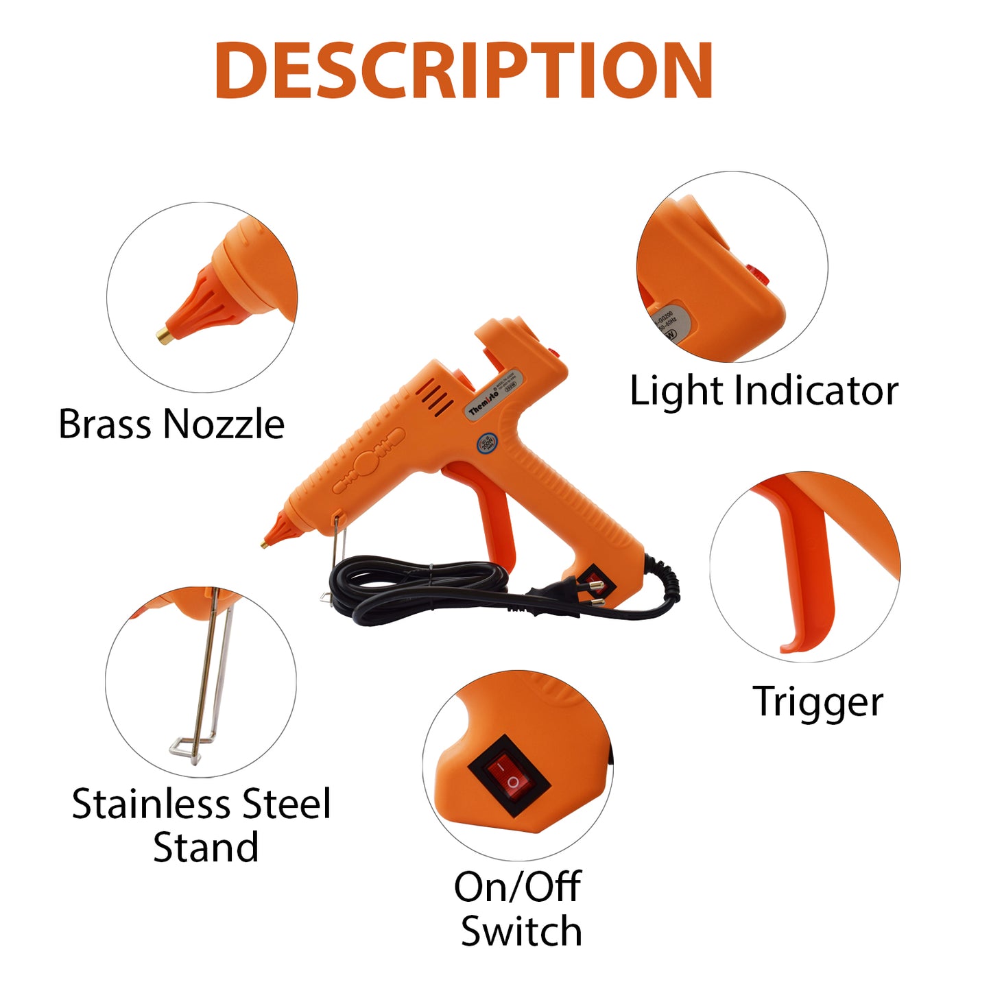 Themisto TH-GG200 Hot Melt Glue Gun With 5 Super strong Gumming Glue sticks |200 W |