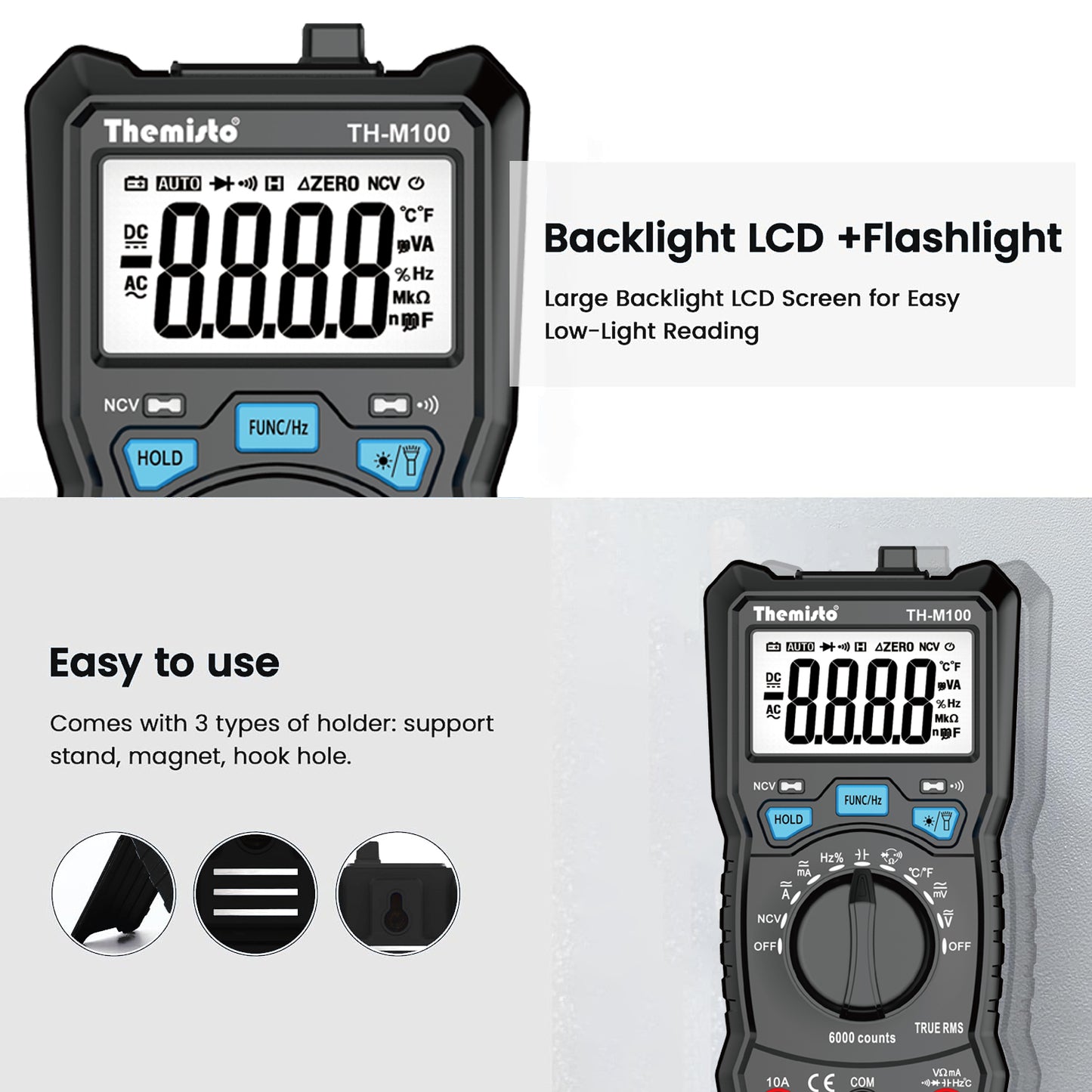 Themisto TH-M100 Auto Range Digital Multimeter (Black 6000 Counts)