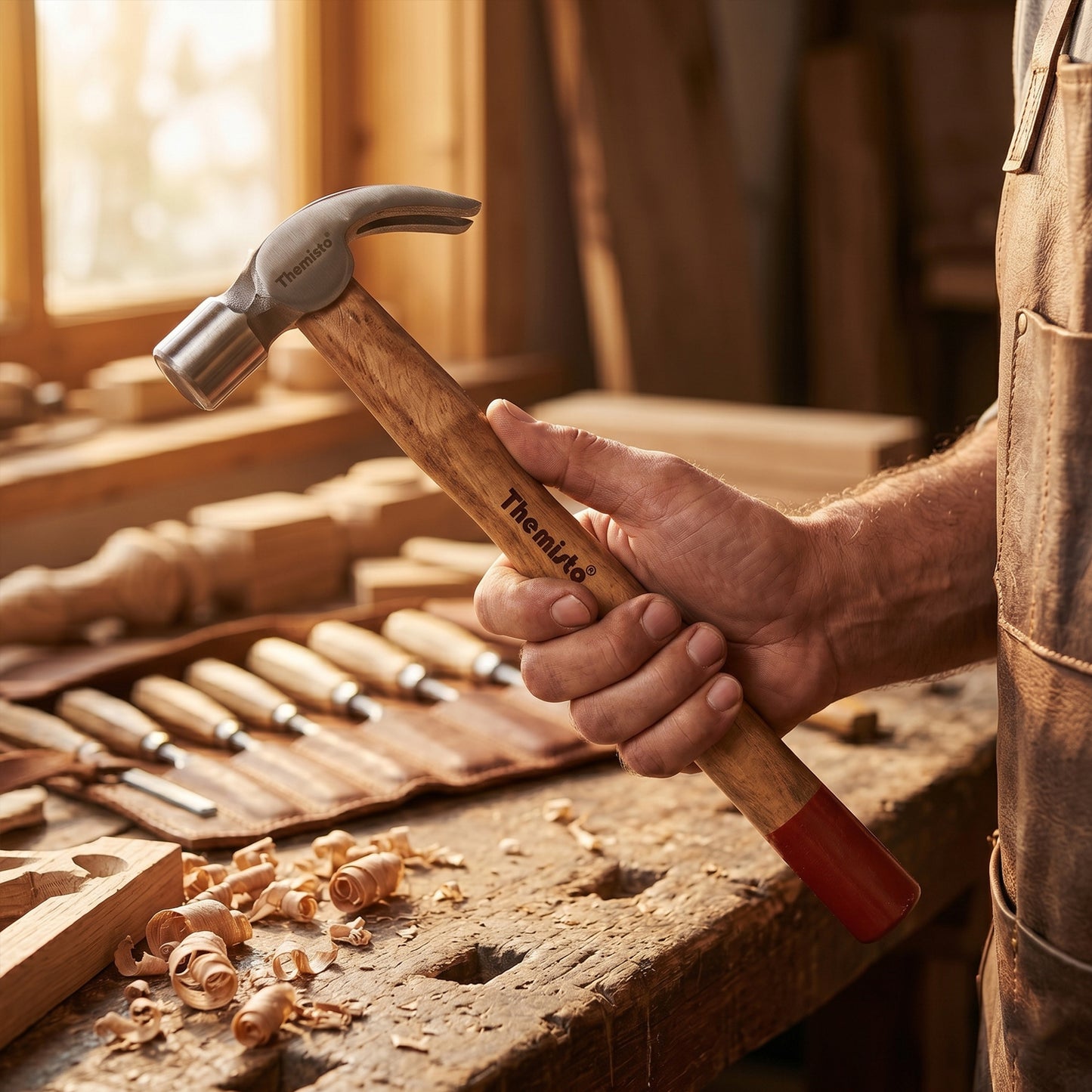Themisto TH-T33 3/4 lbs Forged Steel Head Claw Hammer with Seasoned Wooden Handle | Strong Non-Slip Grip | Ideal for Home DIY and Professional Use