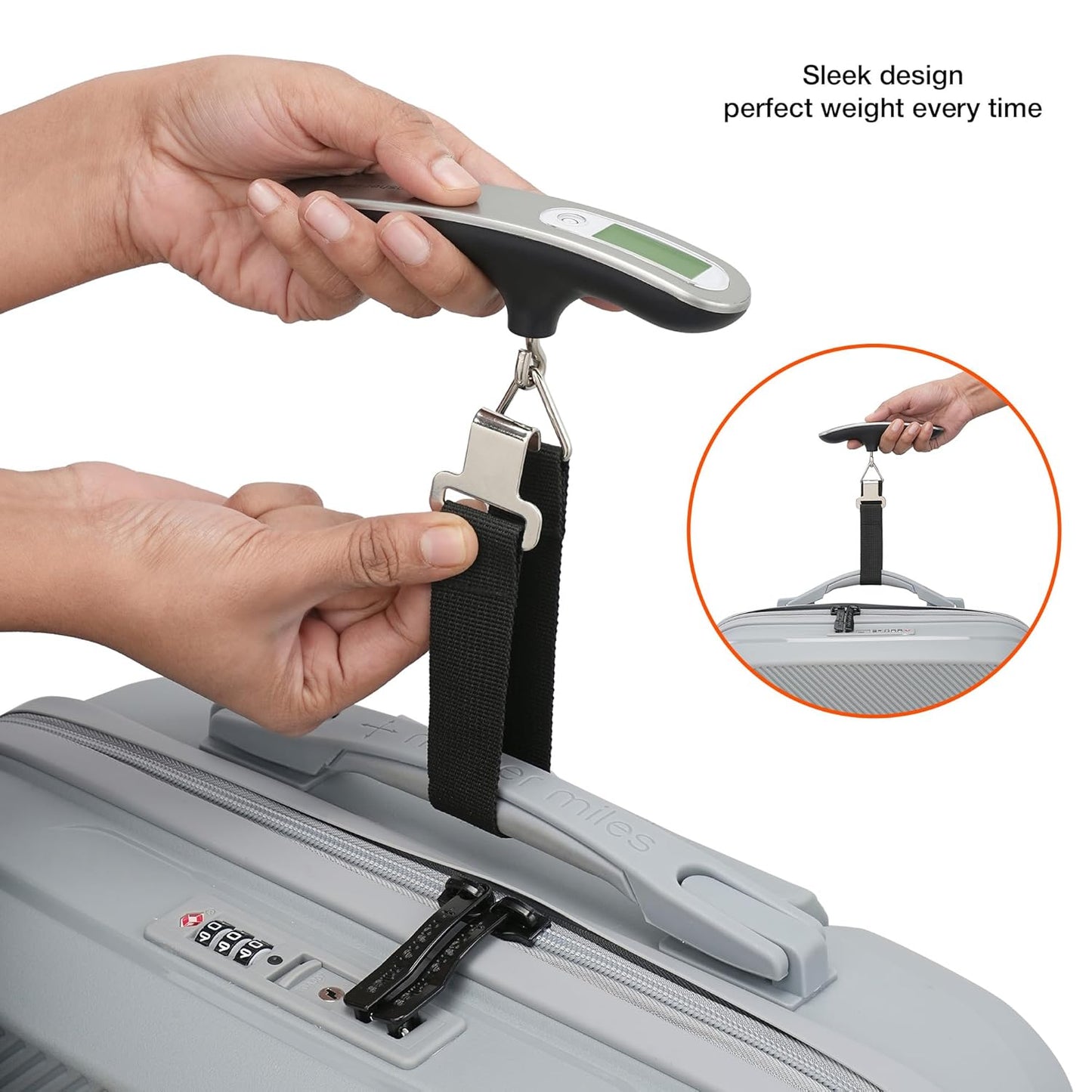Themisto TH-WS09 Digital Luggage Scale with Tare and Hold Function, Max. Weight = 50kg, Silver
