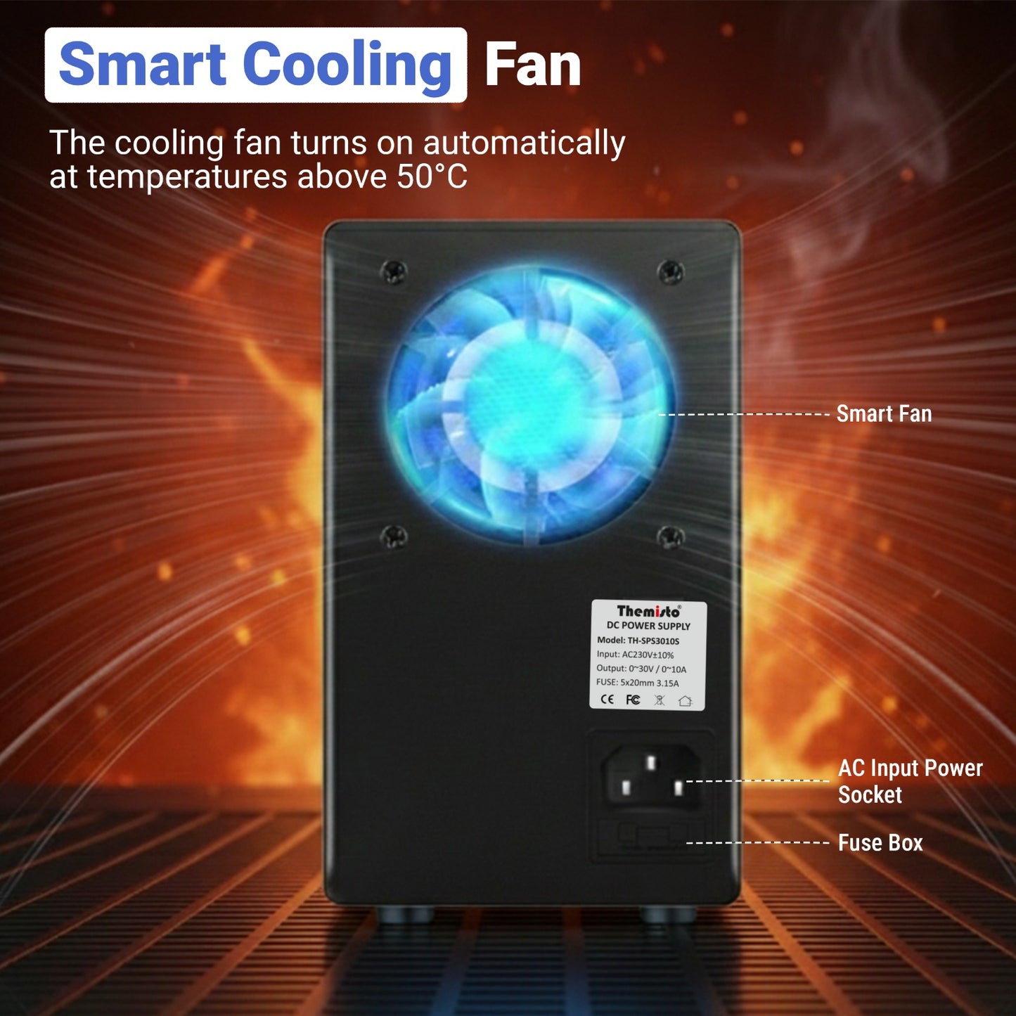 Themisto TH-SPS3010S Adjustable DC Bench Power Supply 0–30V 0–10A, Regulated Switching Power Source with 5V/2A USB Output, 300W High Precision Lab Power Unit