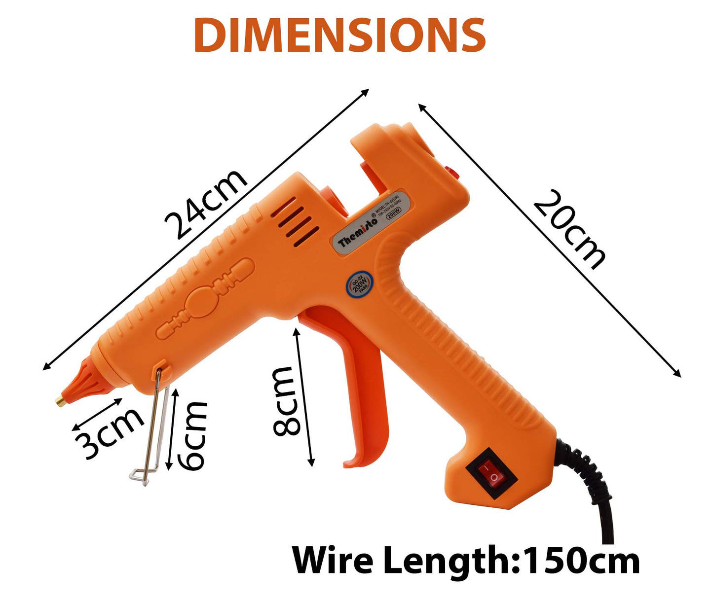Themisto TH-GG200 Hot Melt Glue Gun With 5 Super strong Gumming Glue sticks |200 W |