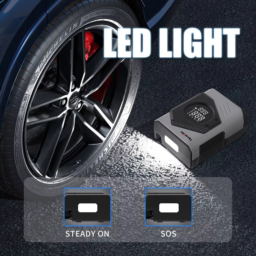 Themisto TH-TY03 Corded Tyre Inflator 12V DC - 150 PSI with Digital Tyre Pressure Gauge & LED Light I Portable Air Compressor I Car, Motorcycle, Bicycles & Other Inflatables