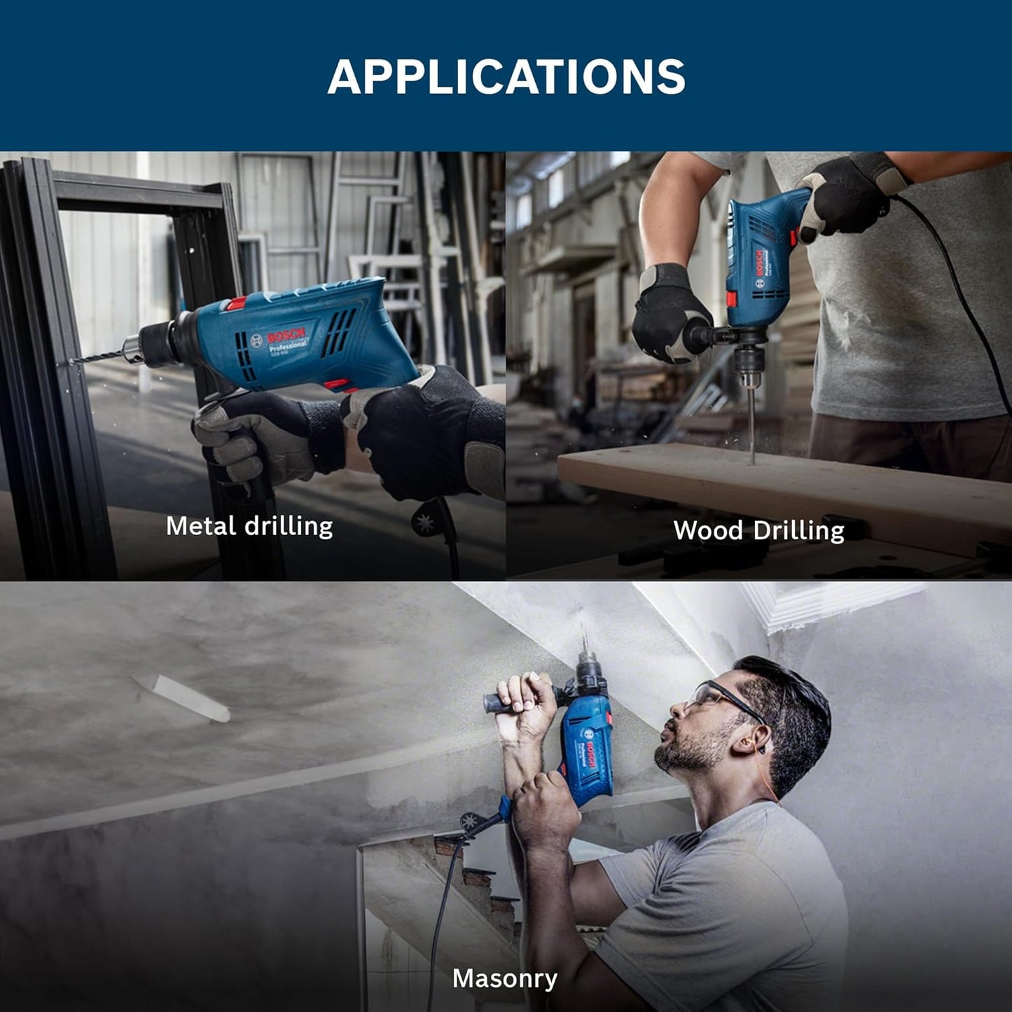 BOSCH GSB 600 Corded Electric Impact Drill | 600 W Motor | Speed upto 3000 RPM | Rated Torque of 1.4 Nm | Impact rate upto 48000 BPM | Double Insulation | 1 Year Warranty