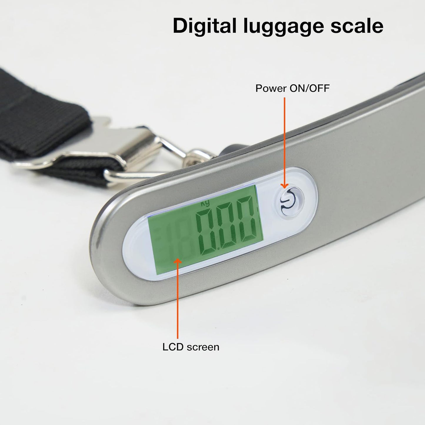 Themisto TH-WS09 Digital Luggage Scale with Tare and Hold Function, Max. Weight = 50kg, Silver