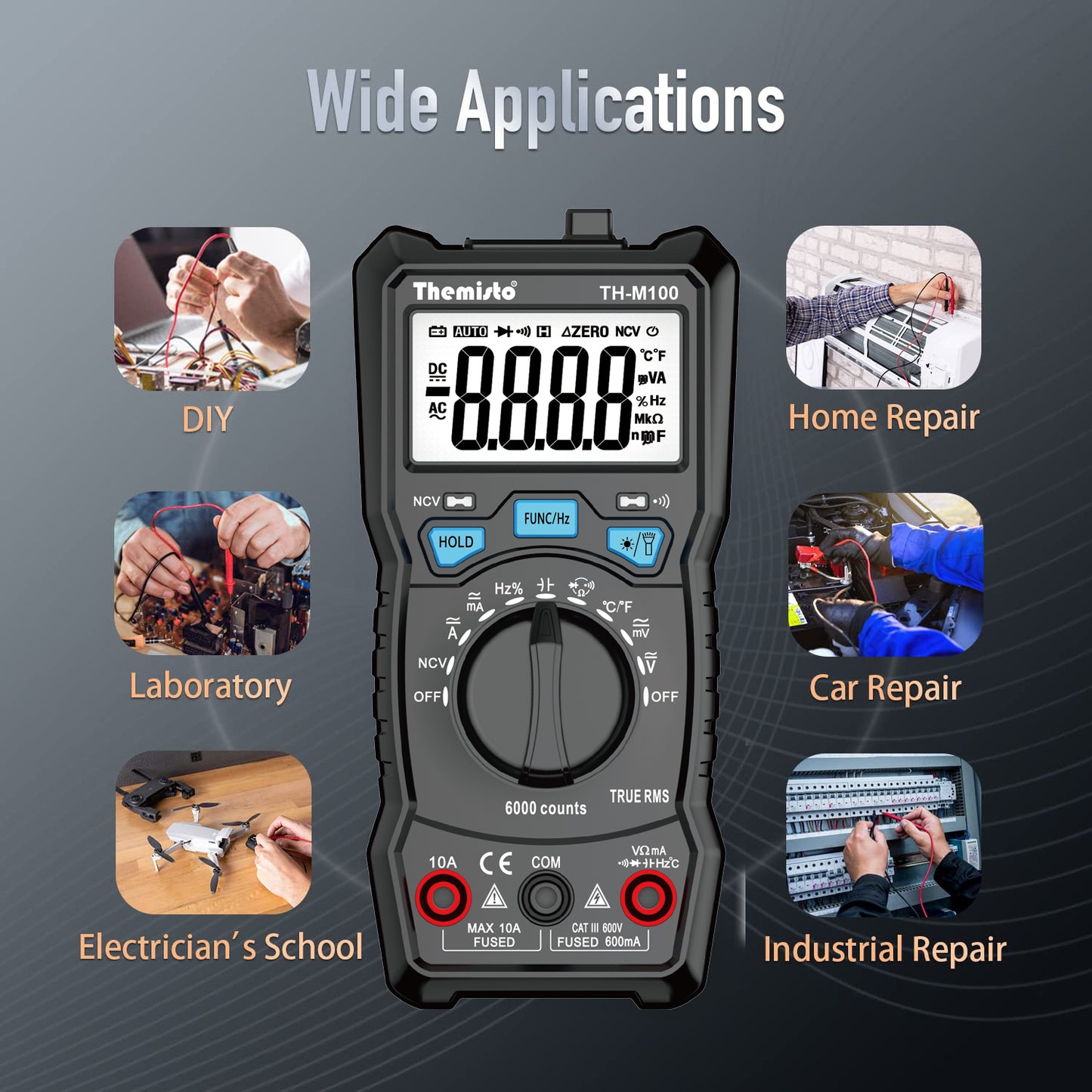 Themisto TH-M100 Auto Range Digital Multimeter (Black 6000 Counts)
