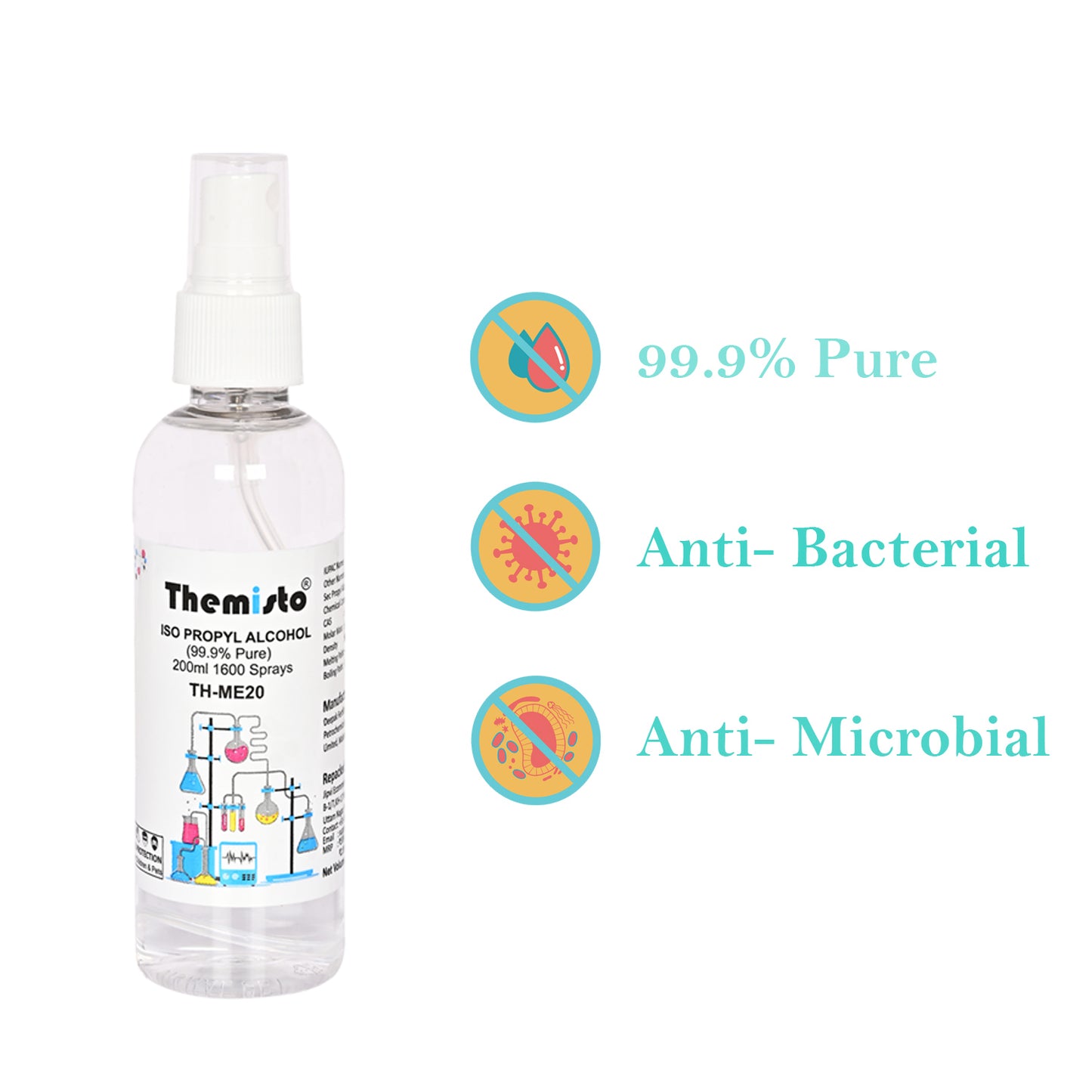 Themisto IPA ISO PROPYL RUBBING ALCOHOL Spray 200ml (99.9% Pure) (TH-ME20)