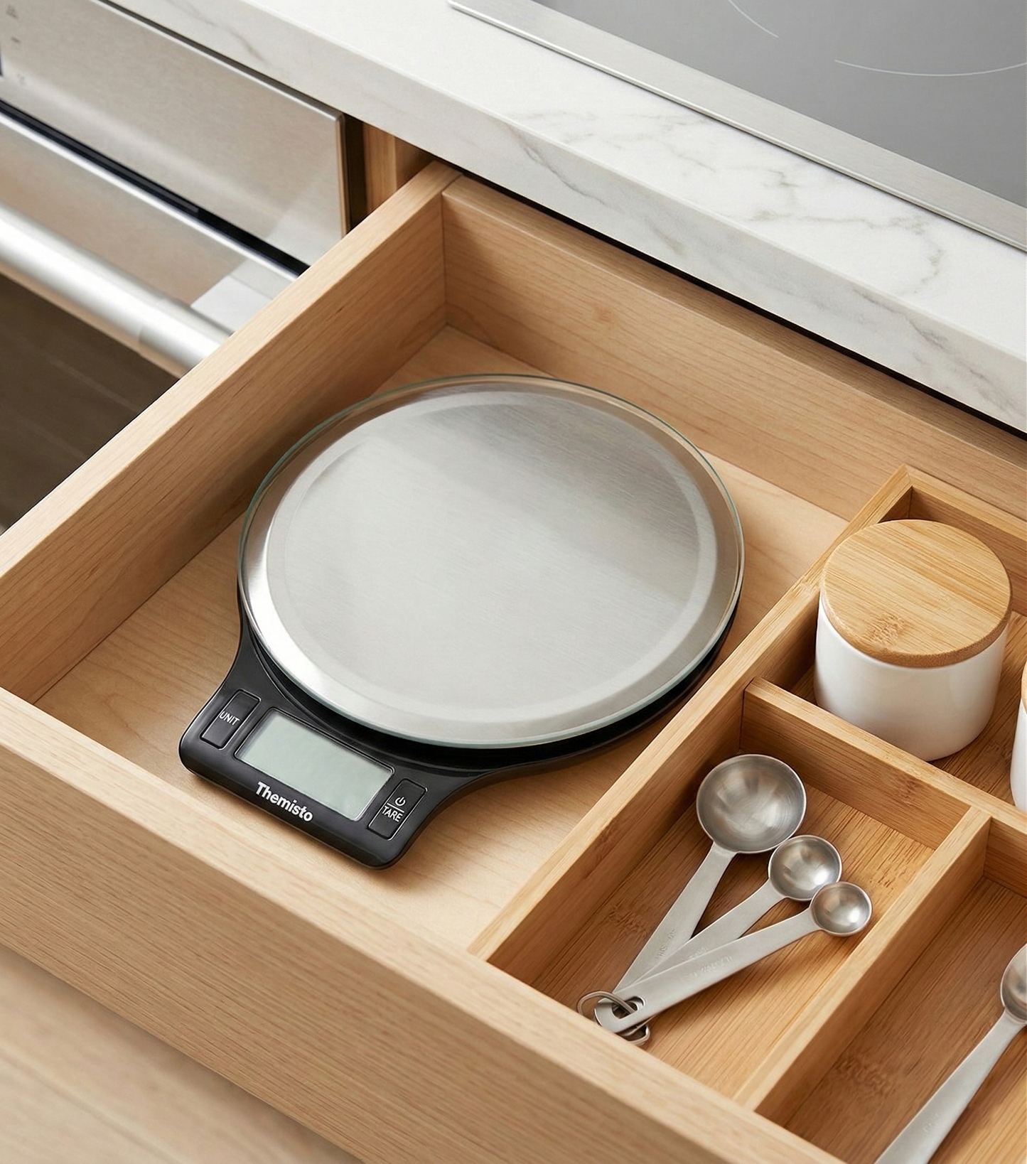 Themisto TH-WS21 Digital Kitchen Weighing Scale for Cooking, Baking Health & Fitness | Max Capacity 5kg | Stainless Steel | Tare Function