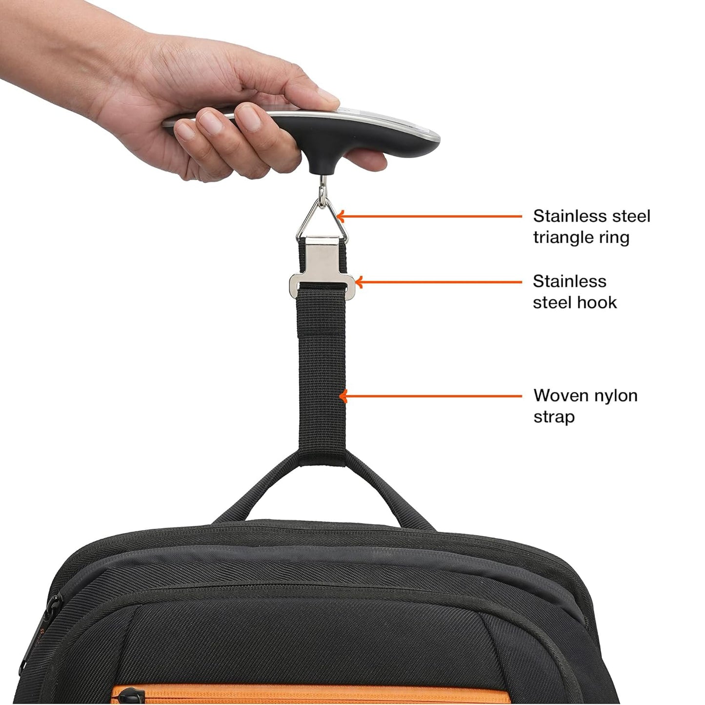 Themisto TH-WS09 Digital Luggage Scale with Tare and Hold Function, Max. Weight = 50kg, Silver