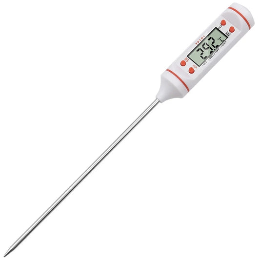 Themisto  - built with passion Digital Plastic LCD Cooking Food Meat Probe Kitchen BBQ Thermometer Temperature Test Pen, Instant Read (White)