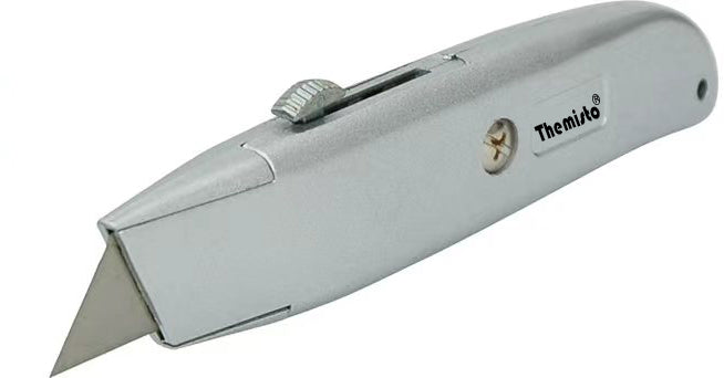 THEMISTO TH-T35 Heavy Duty Utility Knife Cutter, Retractable Box Cutter with Sharp Blade, Aluminium Body, Sliding Blade Lock, for Packaging, Carton, Plastic, DIY & General Cutting