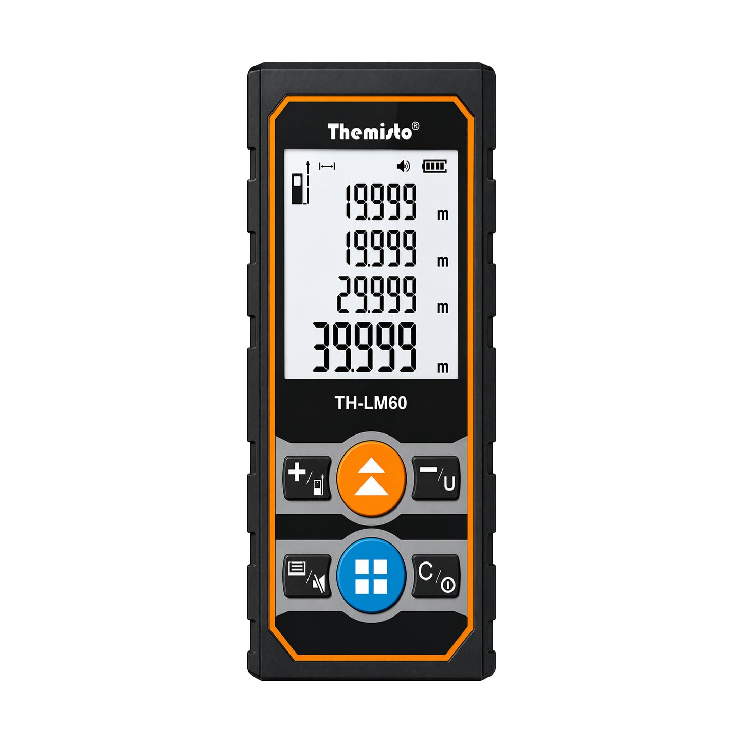 Themisto TH-LM60 Laser Distance Meter | 60M Range | Area, Volume & Pythagorean Measurement | Backlit LCD | Unit Conversion | Memory Function
