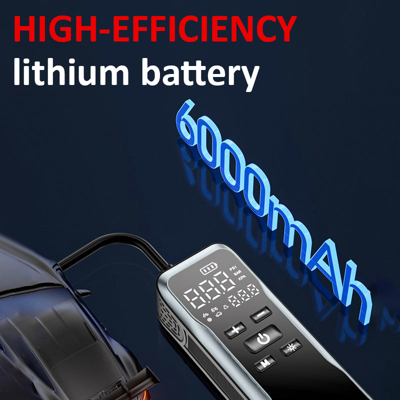 Themisto TH-TY02 Cordless Tyre Inflator 150 PSI , Dual Mode (6000mAh Battery & 12V Port), Pressure Gauge & LED SOS flashLight I Portable Air Compressor I Car, Motorcycle, Bicycles & OtherĀ Inflatables