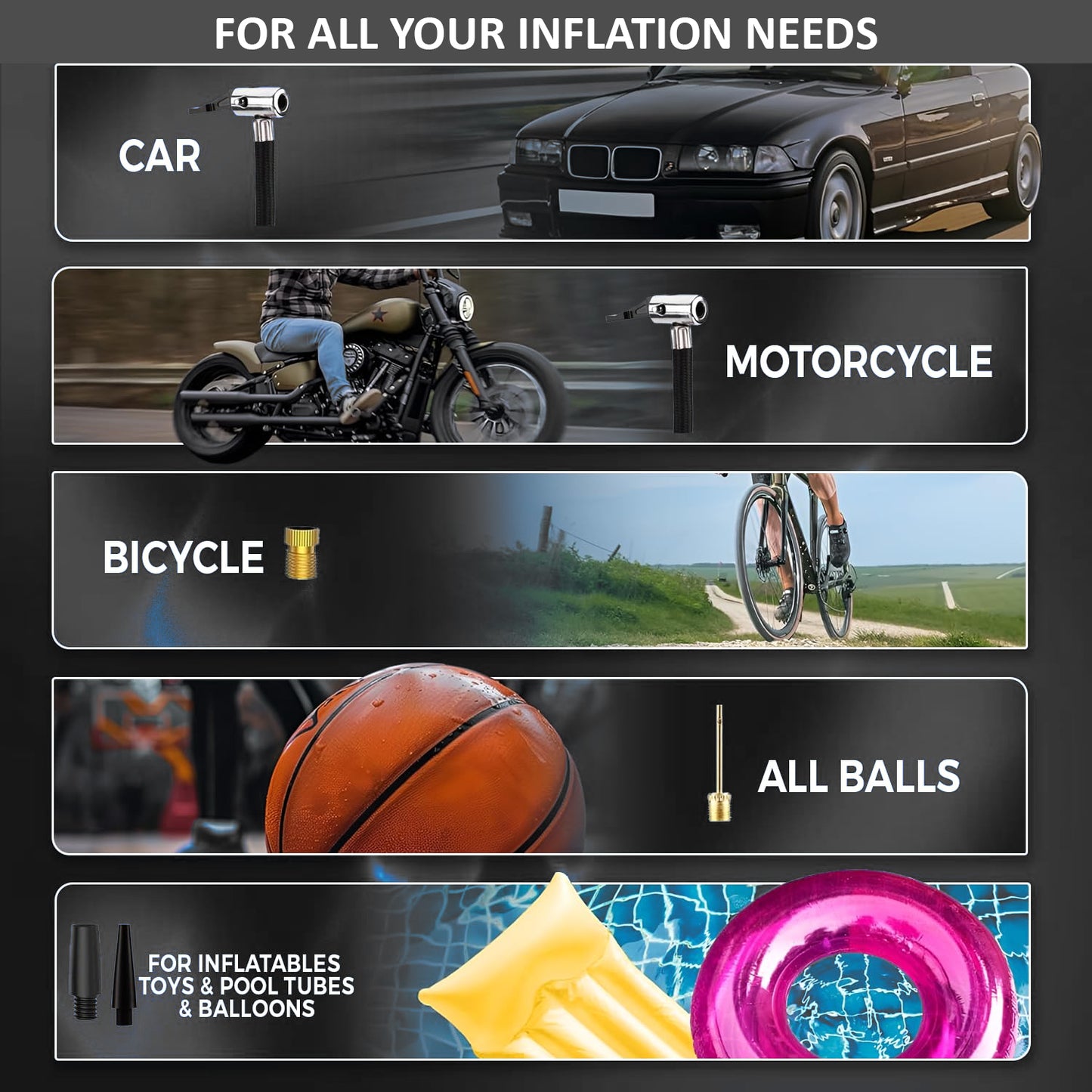 Themisto TH-TY02 Cordless Tyre Inflator 150 PSI , Dual Mode (6000mAh Battery & 12V Port), Pressure Gauge & LED SOS flashLight I Portable Air Compressor I Car, Motorcycle, Bicycles & OtherĀ Inflatables