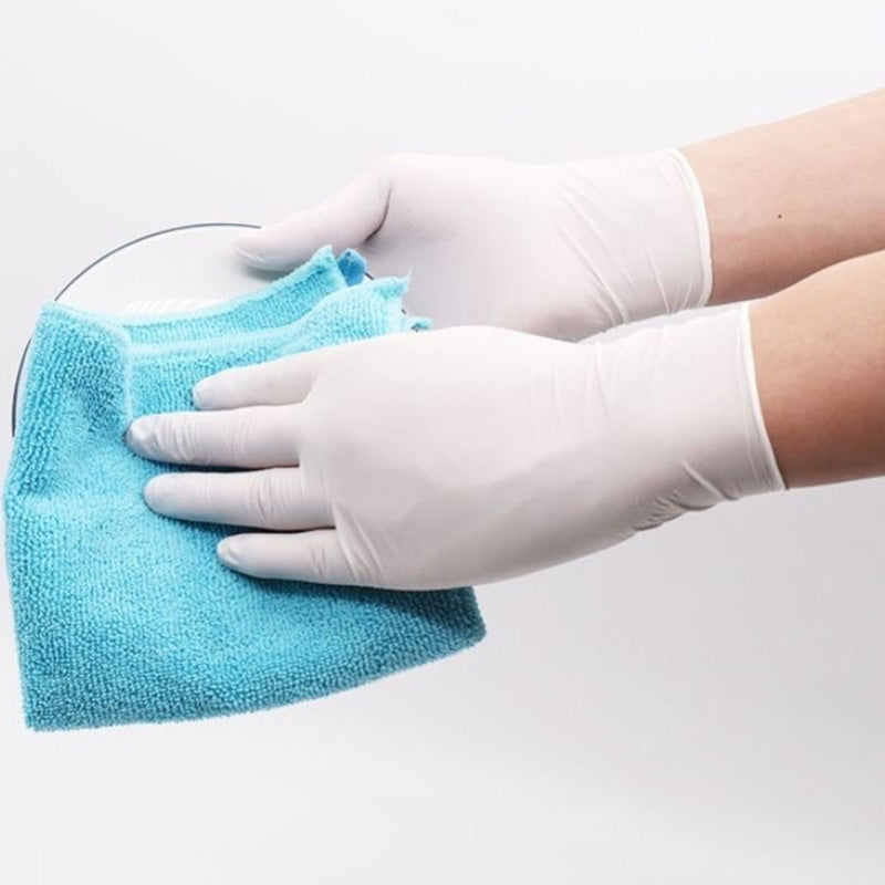 APTECHDEALS Latex Medical Examination Disposable Hand Gloves, White, Medium, 100 Piece, Latex Gloves