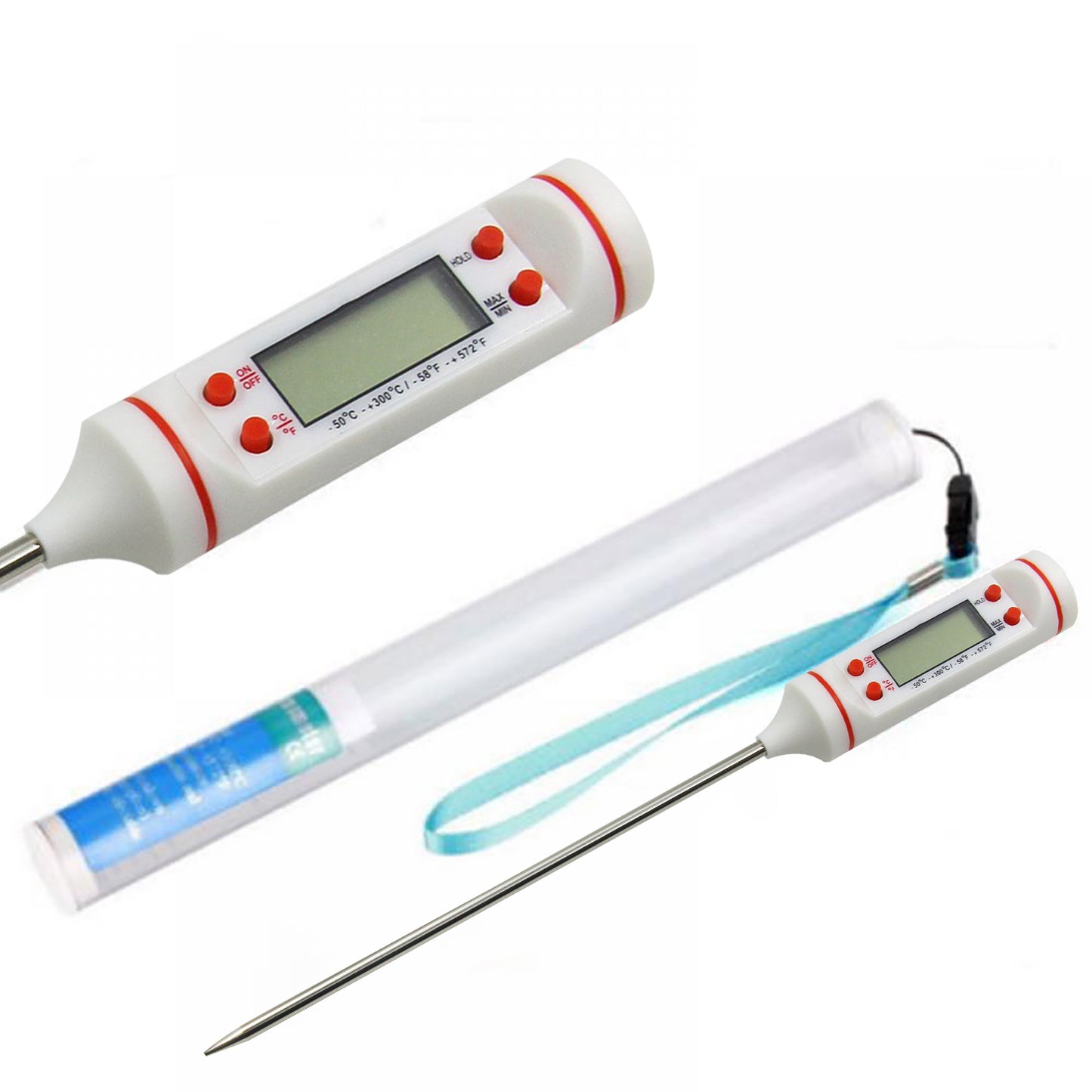 Themisto - built with passion Digital Plastic LCD Cooking Food Meat Probe Kitchen BBQ Thermometer Temperature Test Pen, Instant Read (White)
