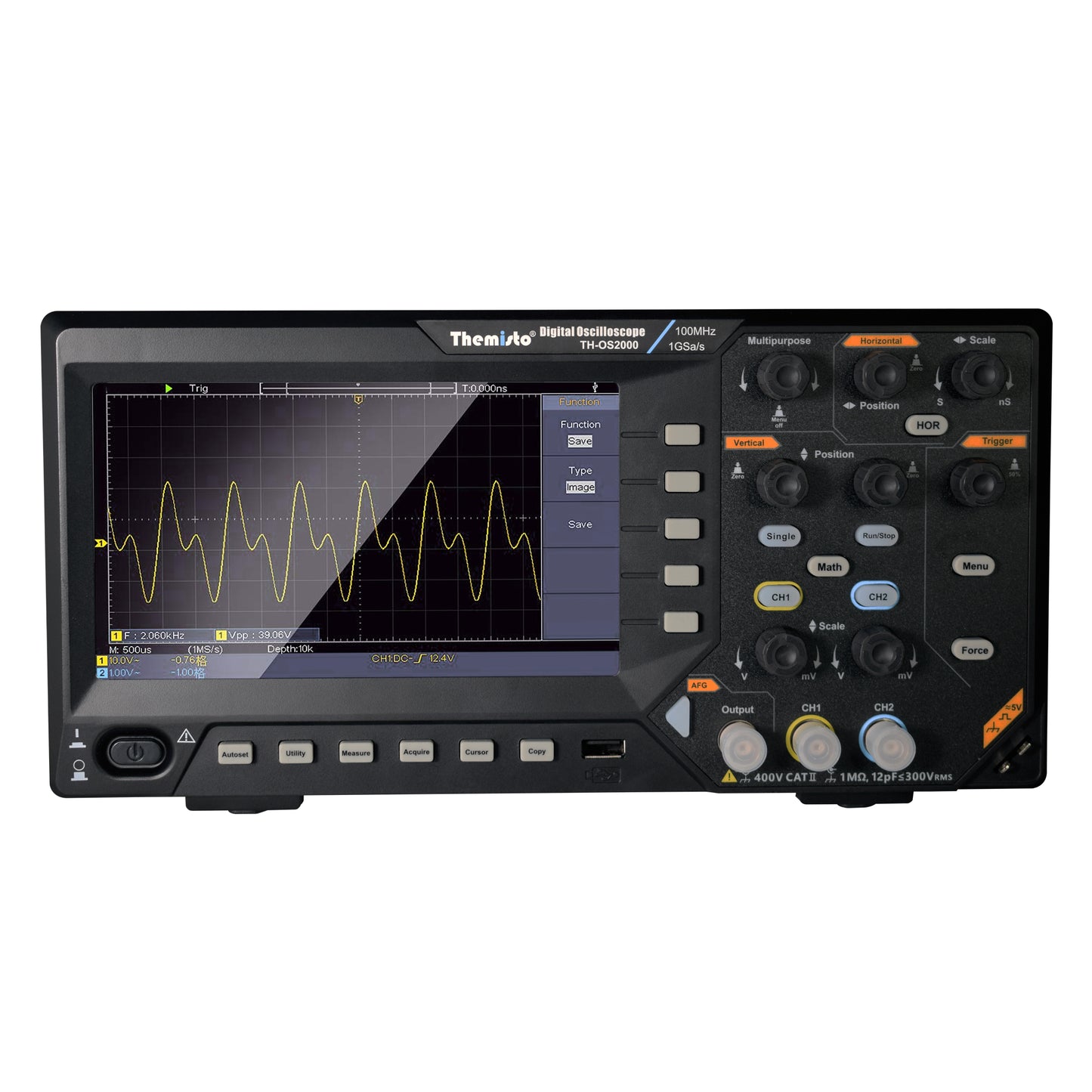 Themisto TH-OS2000 2-Channel Digital Oscilloscope 100MHz Bandwidth 1GSa/s Sampling Rate with Function Generator