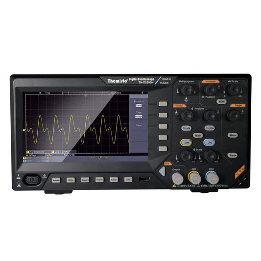 Themisto TH-OS2000 2-Channel Digital Oscilloscope 100MHz Bandwidth 1GSa/s Sampling Rate with Function Generator
