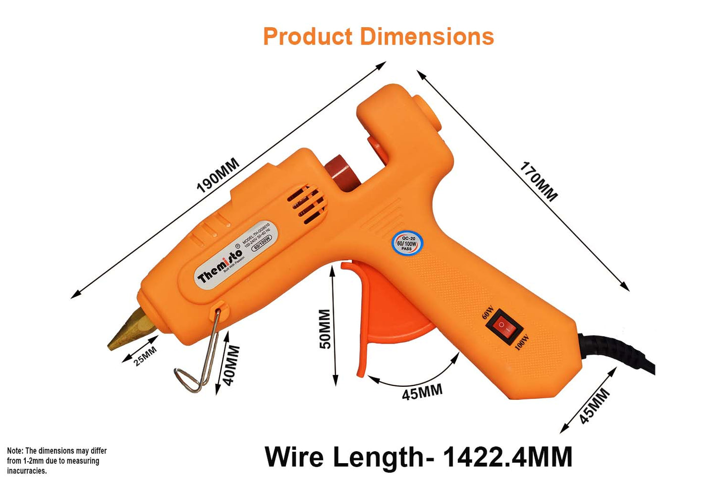 Themisto 60W /100 Watt Dual Watt Glue Gun with 5 glue sticks