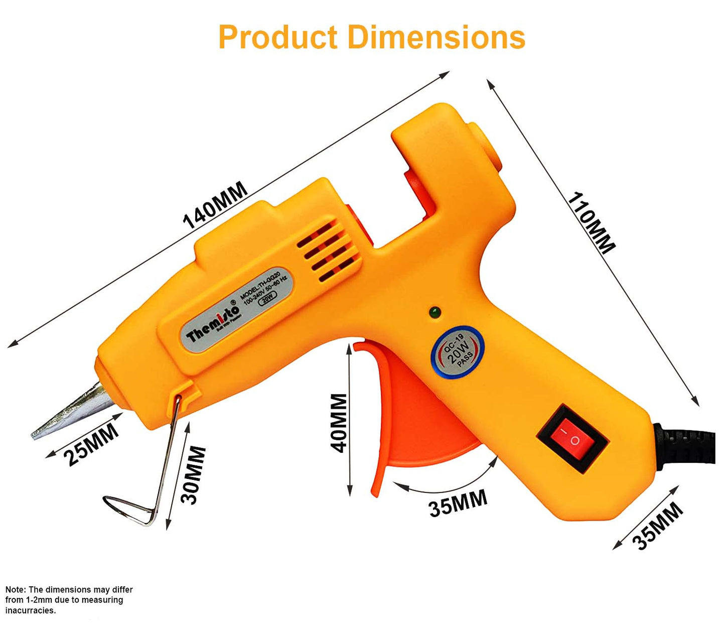 Themisto (TH-GG20) 20 Watt Mini for DIY Art and Crafts 10 glue sticks.
