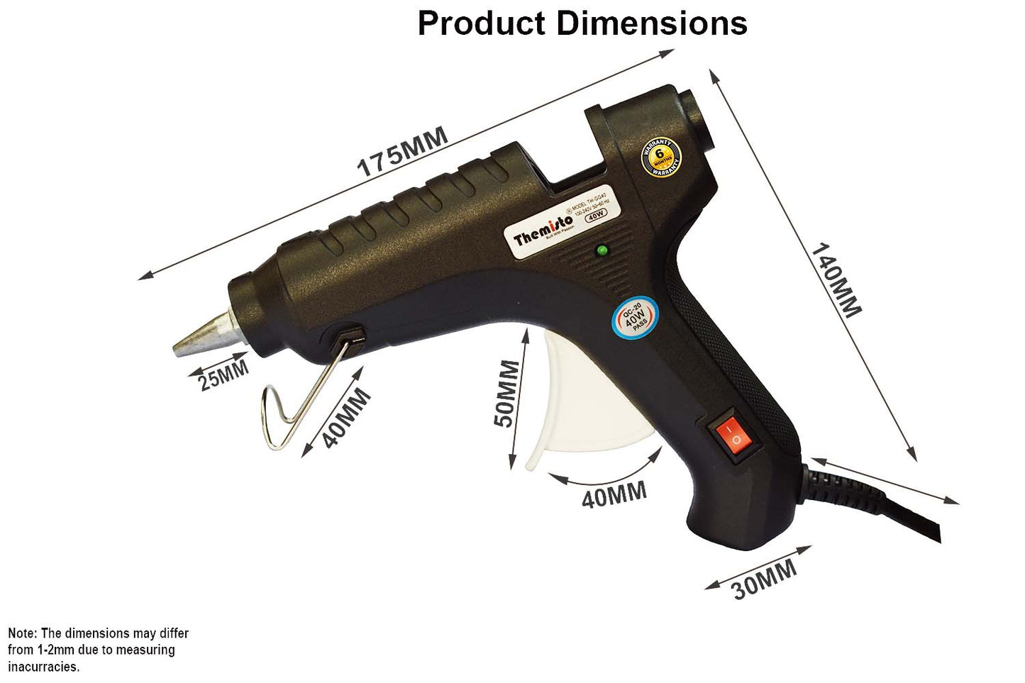 Themisto 40W Hot Melt Glue Gun with Anti Drip for Arts and Crafts, DIY Projects (Black) -5 Pieces