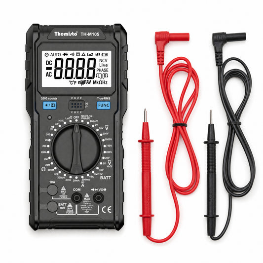 Themisto TH-M105 True RMS Digital Multimeter | 2000 Counts | AC/DC Voltage & Current | NCV | Live Phase Detection | Frequency & Temperature Tester