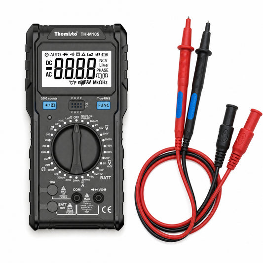 Themisto TH-M105 True RMS Digital Multimeter | 2000 Counts | AC/DC Voltage & Current | NCV | Live Phase Detection | Frequency & Temperature Tester
