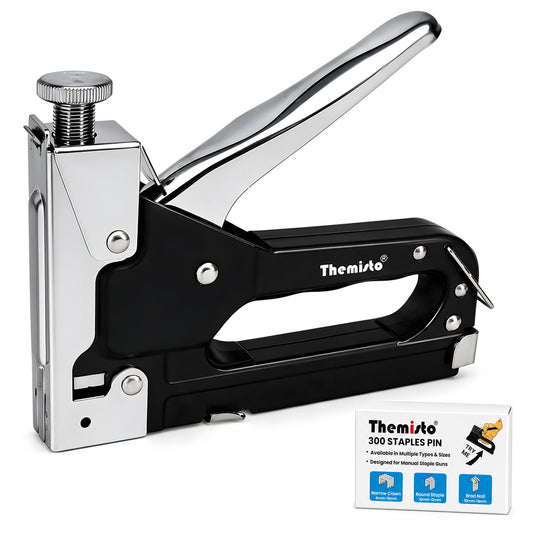 Themisto TH-T50 Heavy Duty Staple Gun | Manual Hand Tacker | Adjustable Pressure | Steel Body | Quick Jam Release | Ideal for Upholstery, Wood, Furniture, Carpets & DIY Projects