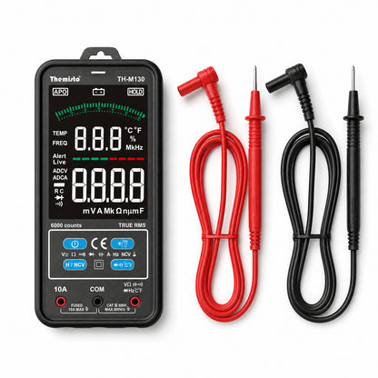 Themisto TH-M130 Smart Digital Multimeter | True RMS | 6000 Counts | Auto Ranging | AC/DC Voltage & Current | NCV | Frequency | Temperature Tester