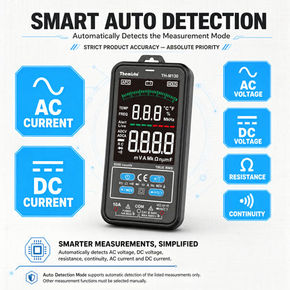 Themisto TH-M130 Smart Digital Multimeter | True RMS | 6000 Counts | Auto Ranging | AC/DC Voltage & Current | NCV | Frequency | Temperature Tester