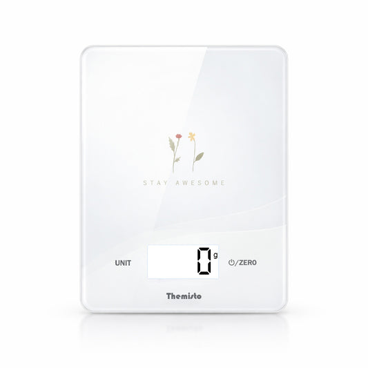 Themisto TH-WS19  Digital Kitchen Weighing Scale With Touch Screen Controls | Max Capacity 5kg | Tempered Glass | Tare Function