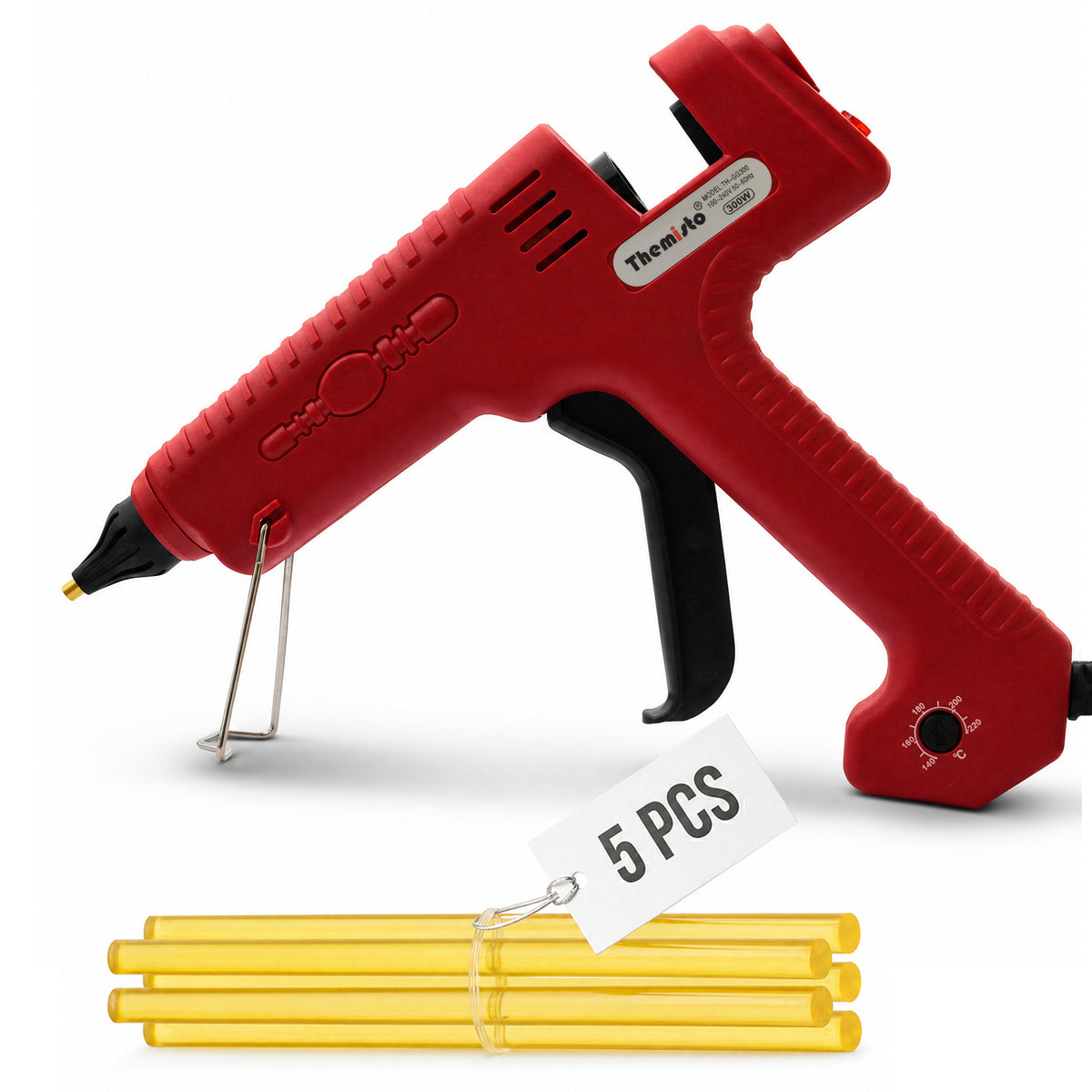 Themisto (TH-GG300) 300 Watts Multi- Temperature Hot Melt Glue Gun With 5 Yellow Glue Sticks